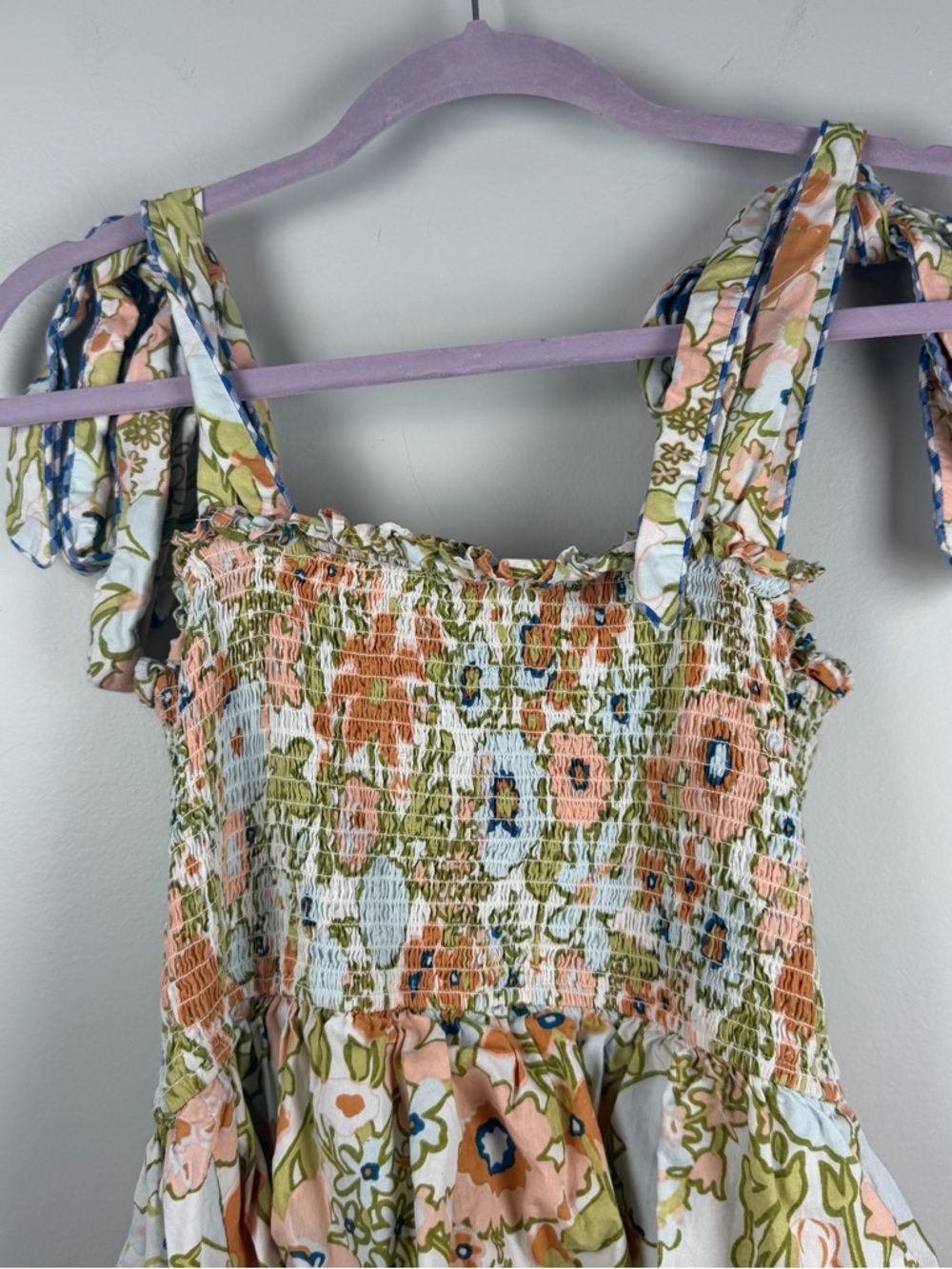 Cleobella Tamara Mini Tank Dress in Retro Floral Medium Smocked Festival Summer - Picture 9 of 11